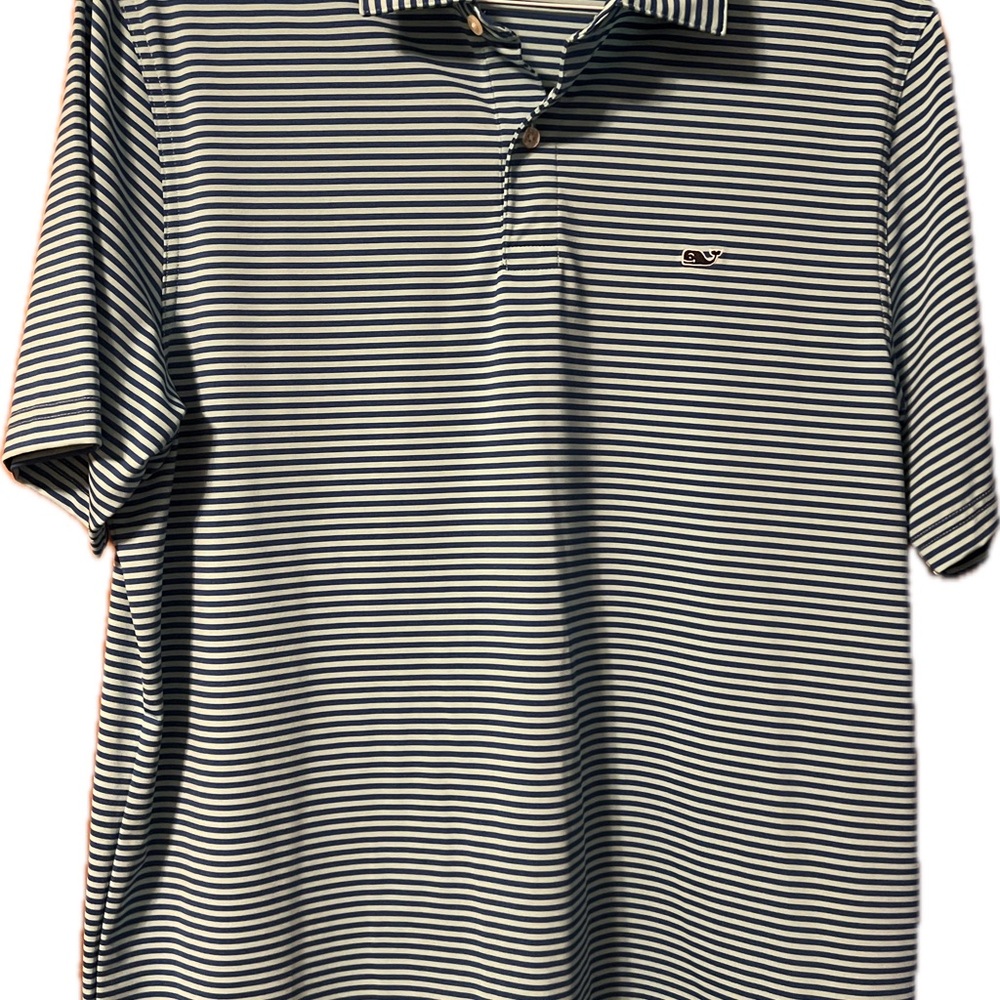 Vineyard Vines Black and White Striped Polo
